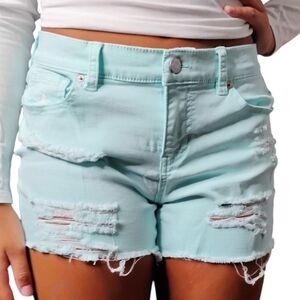 Soho NY&Co Light Blue Short Distressed Jean Shorts Slight Stretch Women's Size 4